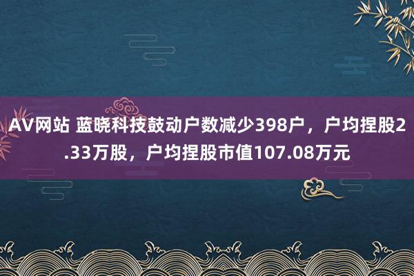 AV网站 蓝晓科技鼓动户数减少398户，户均捏股2.33万股，户均捏股市值107.08万元