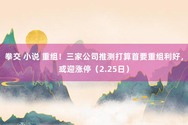拳交 小说 重组！三家公司推测打算首要重组利好，或迎涨停（2.25日）
