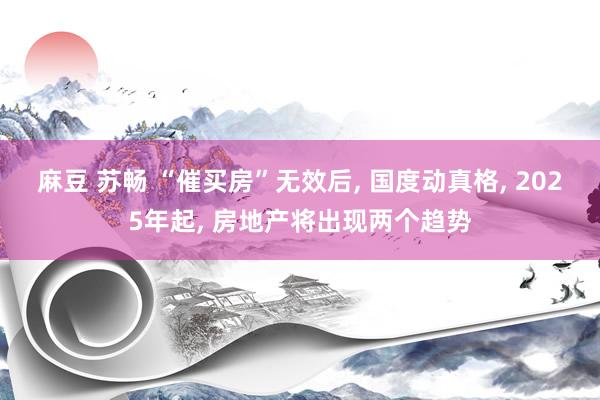 麻豆 苏畅 “催买房”无效后， 国度动真格， 2025年起， 房地产将出现两个趋势