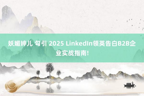 妖媚婷儿 勾引 2025 LinkedIn领英告白B2B企业实战指南!
